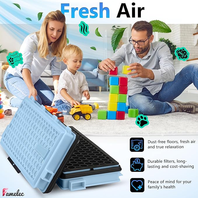 6 Pack SF-HA Hepa Filter for Miele Hepa Airclean 50 Filter, Miele Hepa Filter Replacement Model C3, S4, S5, S6, S8, S8000, S6999, Complete C2, C3, Compact C1, C2, Air Clean SF-HA 50 Hepa By FAMELEC