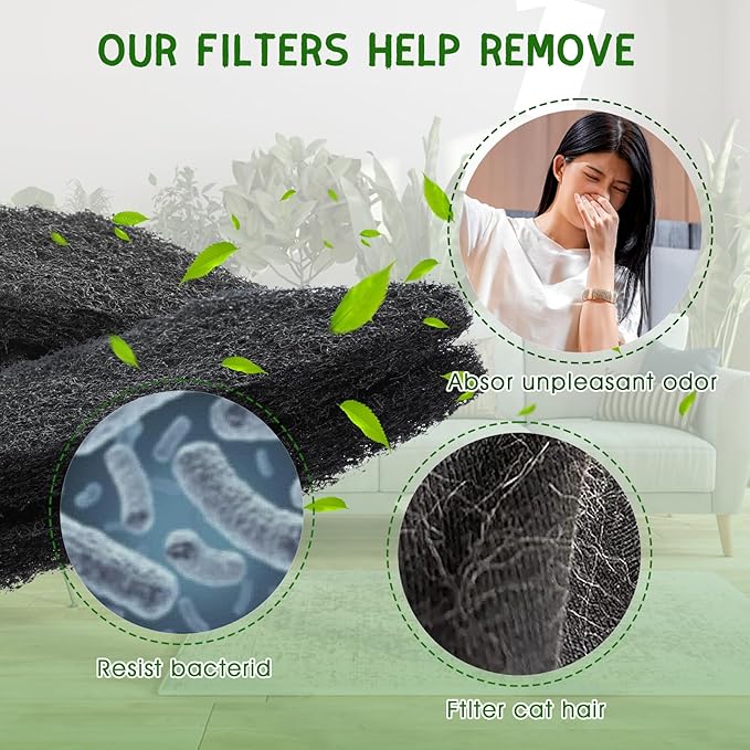 12 Pack Carbon Filters Compatible with Model 4, Cat Litter Box Filters Replacement to Absorb Odors Control Damp from Pets and Keep Home Fresh