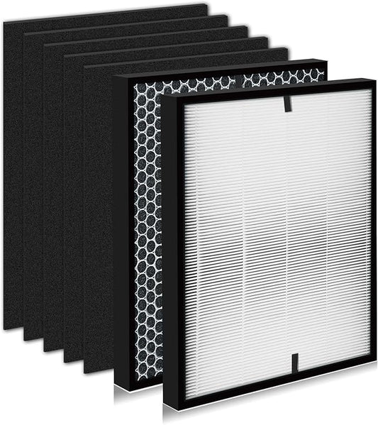 6 Pack 3000 Replacement Filters, Compatible with 3000, 3000M, 3000Pro Air Pur-ifier, 1 Efficiency Air Filters,1 Activated Carbon Filters and 4 Carbon Pre-Filters