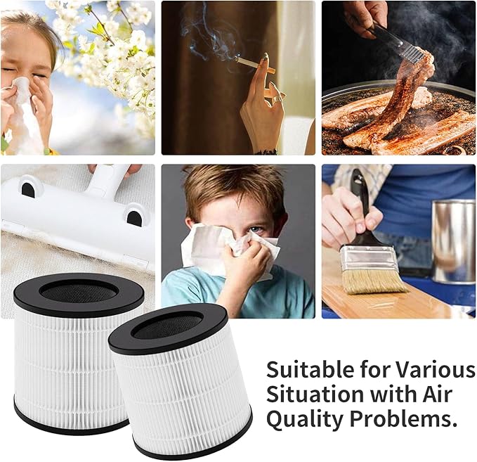 PU-P05/AC201B TReplacement Filter Compatible with FULMINARE PU-P05 Purifier and Purivortex AC201B Purifier, 3-in-1 Filters（2-Pack）