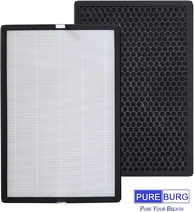 PUREBURG Replacement Filter Compatible with COLZER EPI-186 Air Purifier,2-Pack H13 HEPA Activated carbon 2-IN-1 4-Stage Filtration Air Clean Dust VOCs