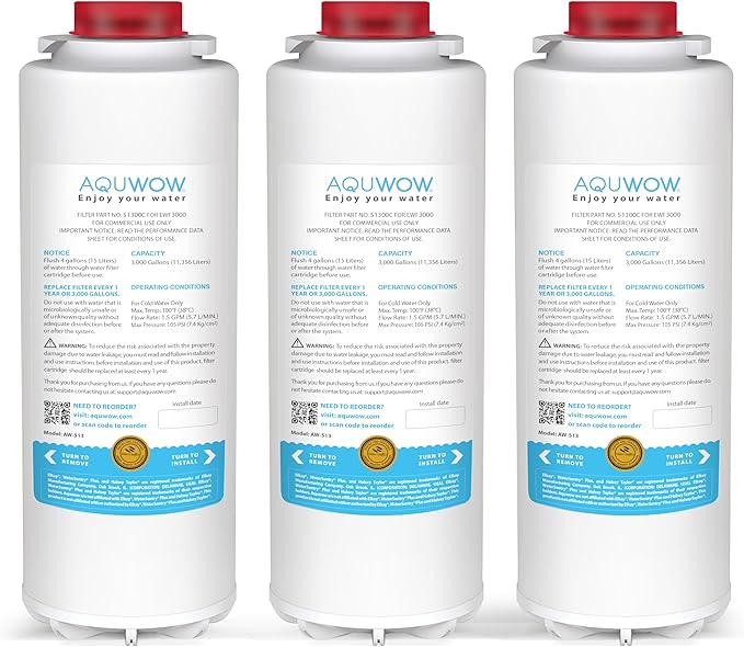 Replacement Water Filter For Premium Filtration – Compatible with Elkay 51300C, 55898C, ERF750, EWF3000 – No Chip, Extended Service Life (3, 9")