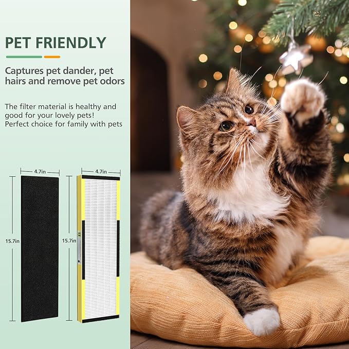 5 Pack FLT4825 HEPA Filter B Replacement with Activated Carbon Pre-Filters Compatible with Guardian Air Purifier AC4825 AC4300 AC4800 AC4900 AC4850