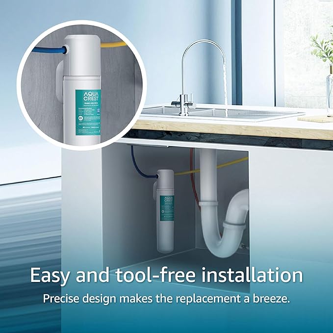 AQUA CREST FQK1R, GXULQK, GXK140TNN, GXULQR, NSF/ANSI 42 372, Replacement Filter for GE GXK140TNN and GXULQK systems, reduces Lead, Chlorine & Other Impurities for Better Water, 2K Gallons (Pack of 2)