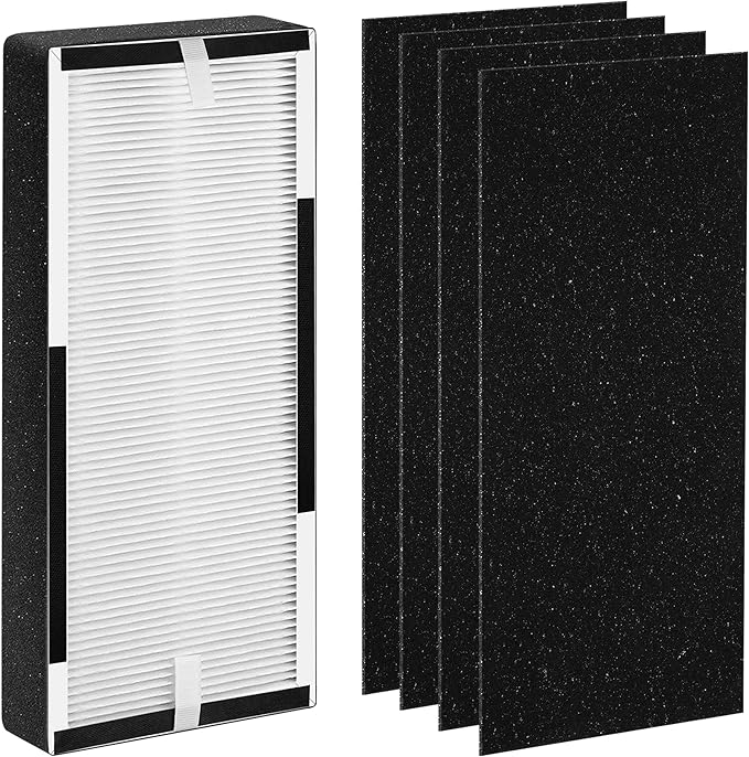 HP100 Filter Replacement Compatible with Hunter HP100 HT100 Air Purifier, H-HF100-VP H-PF100 30617 30601, 1 Efficient Filter + 4 Carbon Pre-Filters, Part# H-HF100