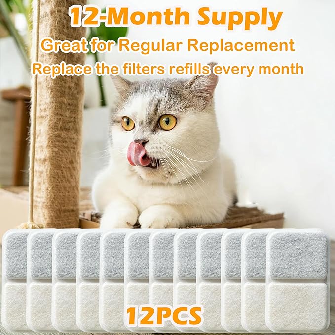 12 Pack Activated Charcoal Filters Refills for Catit Litter Box, Odor Filters for Catit Airsift Jumbo Hooded Cat Litter Pan