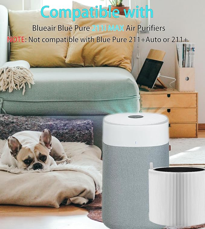 211i Max Replacement Filter Compatible with BLUEAIR Blue Pure 211i Max Air Purifier, Premium Filter & Activated Carbon Replacement Filter Compared part #F2MAX 2pack