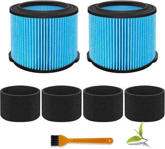 VF3500 Filter Replacement for Ridgid 4 Gallon Shop Vaccum, 26643 Fine Dust Filter for 3/4/4.5 Gallon Wet Dry Portable Vacuums, Replaces WD40700, WD30500-2 Pack