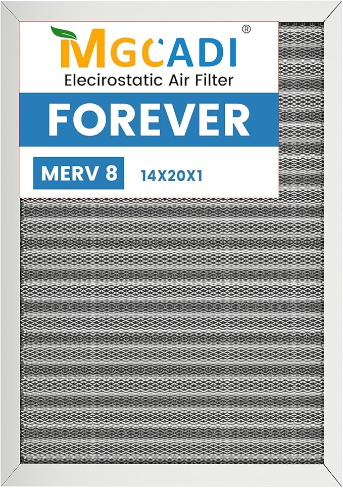 14x20x1 HVAC Furnace Air Filter, Lasts a Lifetime, Washable, the Last HVAC Filter You Will Ever Buy, Breathe Safely at Home or in the Office,Merv 8 (Actual Size:13.5x19.5x0.82 Inch)