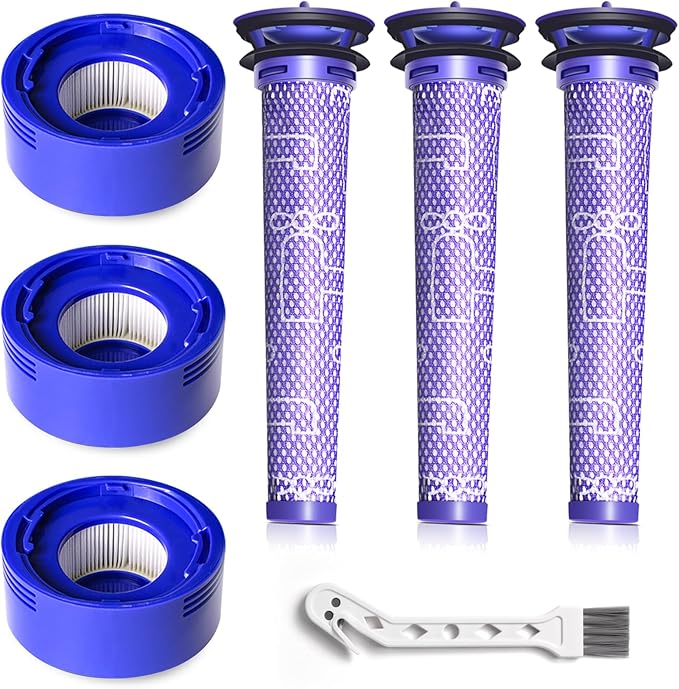 6 Pack Replacement Filters for Dyson V7 Animal V8 Animal V8 Absolute, 3 Pre Filters and 3 Post Filters, Replaces Part No.965661-01 & 967478-01
