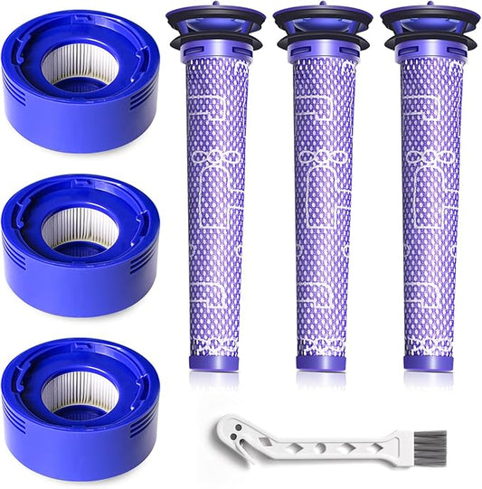 6 Pack Replacement Filters for Dyson V7 Animal V8 Animal V8 Absolute, 3 Pre Filters and 3 Post Filters, Replaces Part No.965661-01 & 967478-01