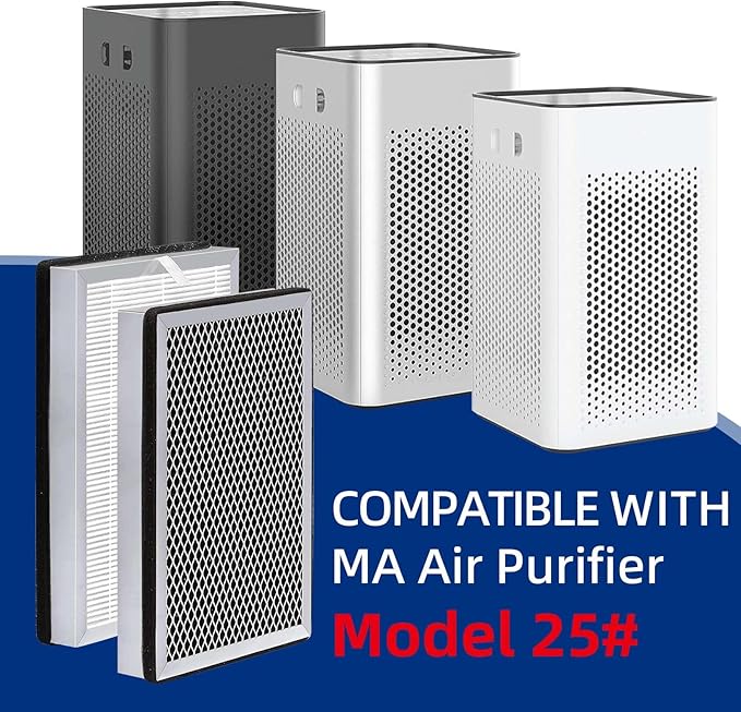 25 Air Purifier Replacement Filter: Compatible with MA Series Air Purifier 25 S1/W1/B1, 3 in 1 Pre-filter, Pleated Filter and Activated Carbon Filter, 4 Pack