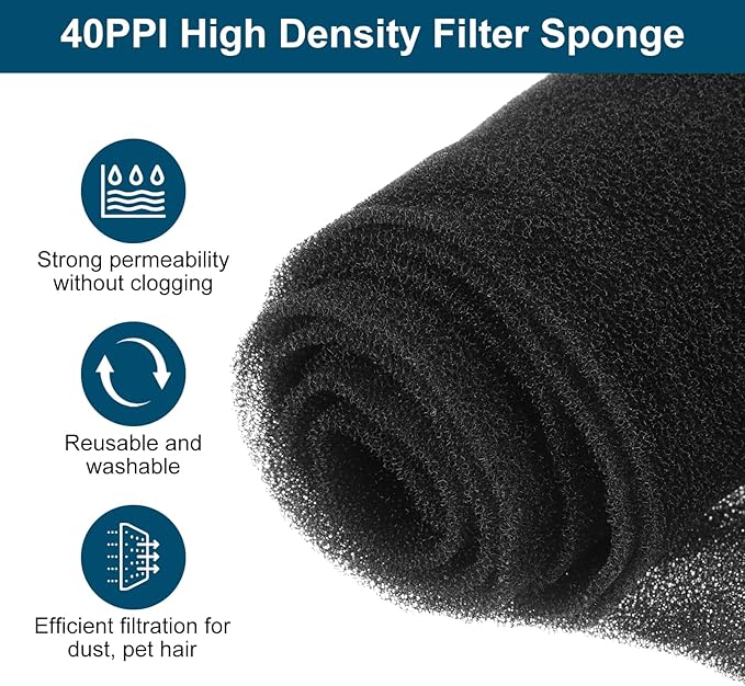 PATIKIL 39" x 39" x 0.1" Air Conditioner Filter Replacement, Washable Reusable Cut to Fit Foam Filter Air Filter for RV AC Vent Window Purifiers Computer, 40PPI