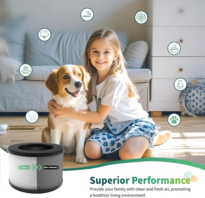 M01 H13 True HEPA Air Purifier Filter Replacement, Compatible with MOOKA M01 Air Purifier, 3-in-1 High-Efficiency Activated Carbon, 2 Pack + 12 Aroma Pads
