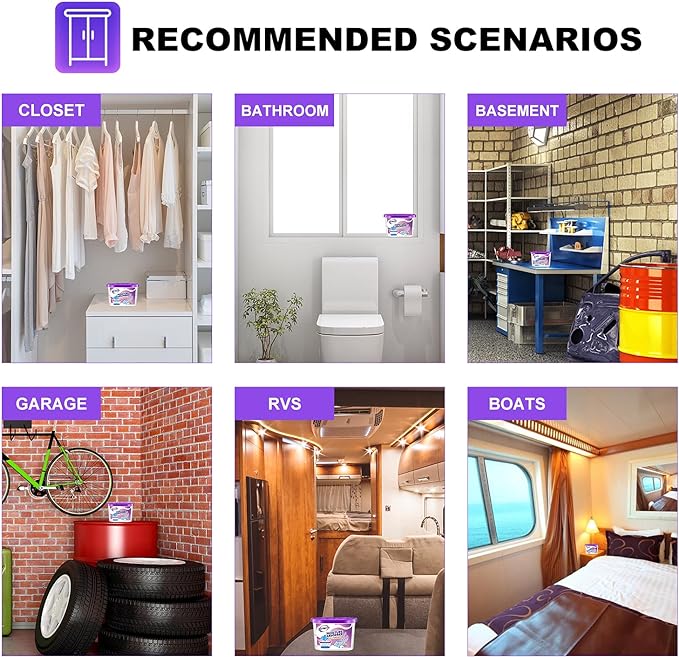 NATRUTH Moisture Absorbers with Lavender Scent,9-Pack Portable Closet Dehumidifier, Odor Eliminator Absorber Bucket, Unscented Humidity Absorber,Cleaner Air Dehumidifier for Closet,Bathrooms