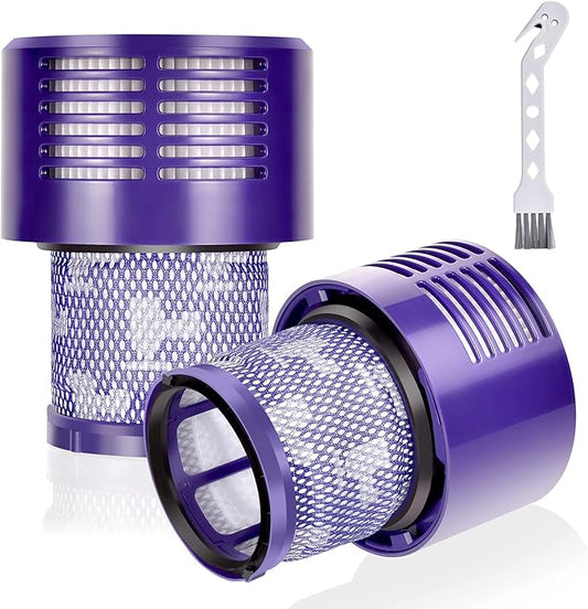 Leadaybetter Vacuum Filter Replacements for Dyson V10 Cyclone Series, V10 Animal, V10 Absolute, V10 Total Clean, SV12, Part No. 969082-01 (2 Pack Filters and 1 Clean Brush)