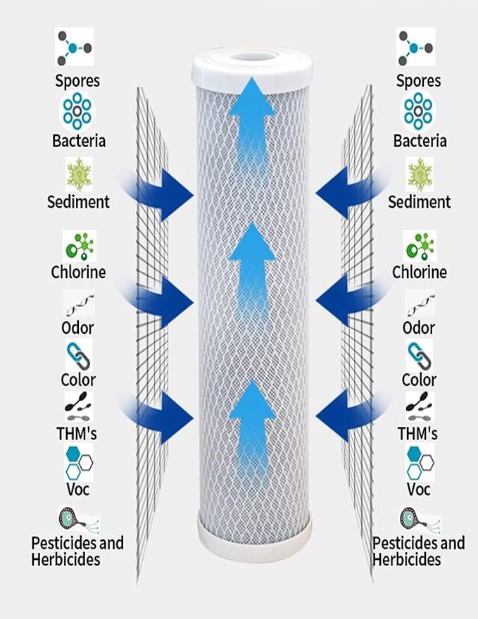 CFS – 4 Pack Carbon Block Water Filter Cartridges Compatible with C-1 WFPFC8002, WFPFC9001, FXWTC, SCWH-5, WHEF-WHWC, WHCF-WHWC, CTO10, T01 Models – Remove Bad Taste & Odor -9.75" x 2.5", White