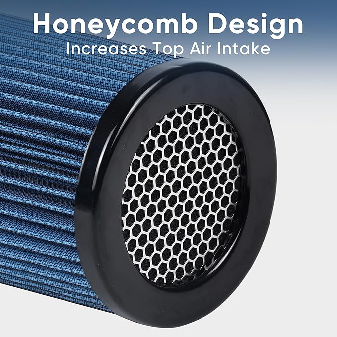 4 Inches Cold Air Intake Filter 3" or 3.5" or 4" High Performance Washable Clamp-On Replacement Cone Air Filter 3 in 1 Size Blue