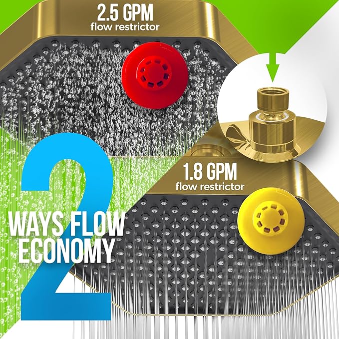 AquaHomeGroup Luxury Filtered Shower Head Set - 20 Stage Shower Filter for Hard Water, Chlorine, Fluoride, Heavy Metals - Water Filter Shower Head with Vitamin C E A Patent Pending (Golden)