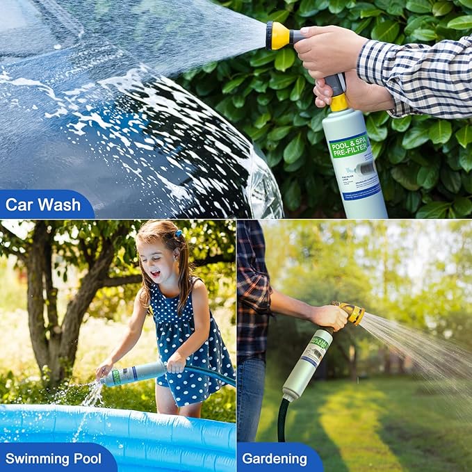 Garden Hose Filter for Filling Pool/Hot Tub/Spa, Greatly Reduces Sediment, Chlorine, Heavy Metals and Odors, Standard 3/4" Garden Hose Thread, Hose Filter, Up to 8,000 Gallons (1, Blue)