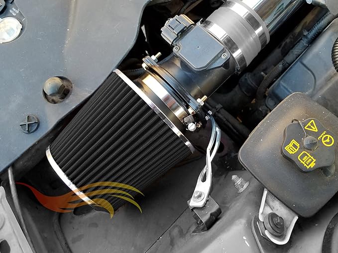 BLACK 3.5" 89 mm Inlet Narrow Cold Air Cone Replacement Performance Washable Clamp-On Dry Air Filter