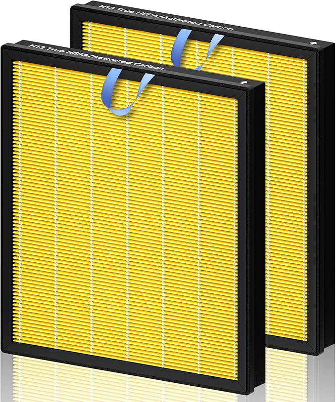 Improvedhand Vital 100S HEPA Replacement Filter Pet Care Compatible With LEVOIT Vital 100S/100S-P Air Purifier, High-Efficiency 3-IN-1 True HEPA and Activated Carbon Filters, Pack of 2, Yellow