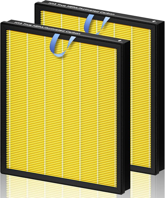 Improvedhand Vital 100S HEPA Replacement Filter Pet Care Compatible With LEVOIT Vital 100S/100S-P Air Purifier, High-Efficiency 3-IN-1 True HEPA and Activated Carbon Filters, Pack of 2, Yellow