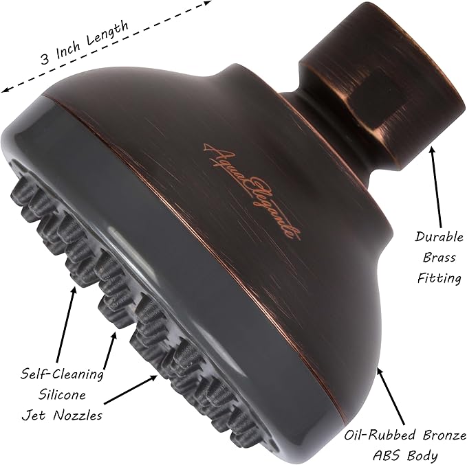 Pressure Boosting Shower Head - High Pressure Water Saver Showerhead Best For Low Flow Showers, 1.8 GPM - Oil-Rubbed Bronze & California Certified