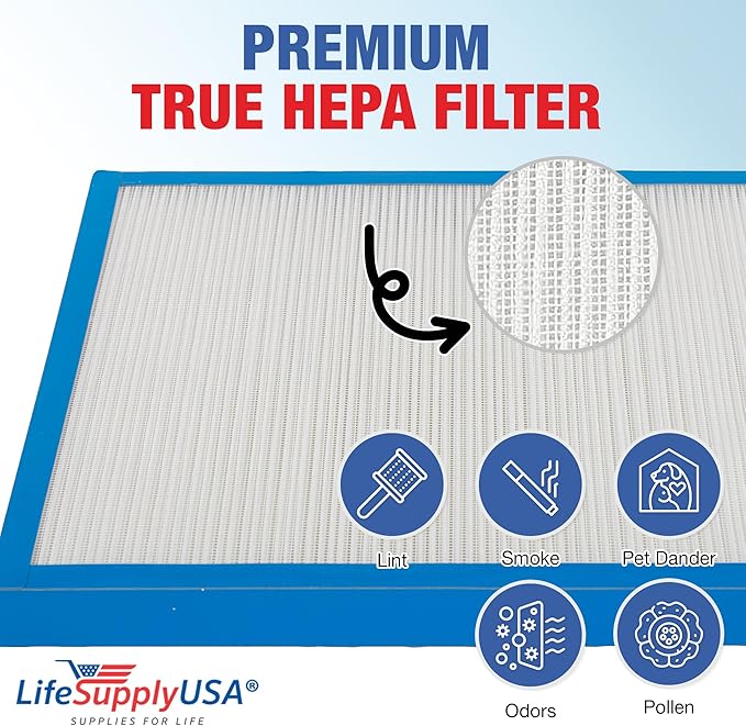 LifeSupplyUSA True HEPA Filter Replacement Compatible with HoMedics Filter Replacement AF-100FL, 100 CADR Air Purifier