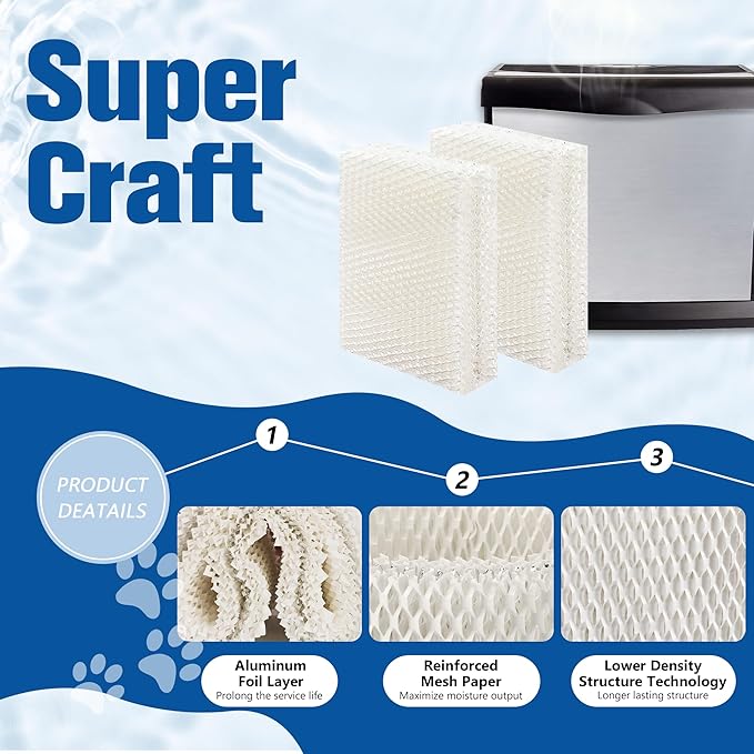 Funmit HDC-12 Humidifier Super Filter Wick Replacement for AIR-Care HDC12 Ess-ick Air HD13030 HD1303 HD14060 Emerson ES-12 Kenmore 14911 Humidifier 4 Pack