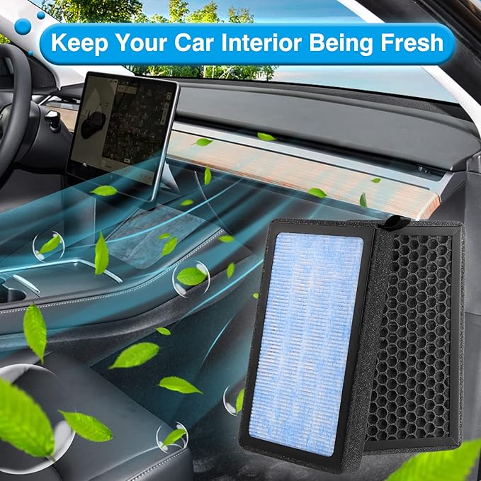 Tesla Model 3 Cabin Air Filter Model Y HEPA Air Intake Replacement 2 Pack with Activated Carbon Tesla Accessories, 2016-2025