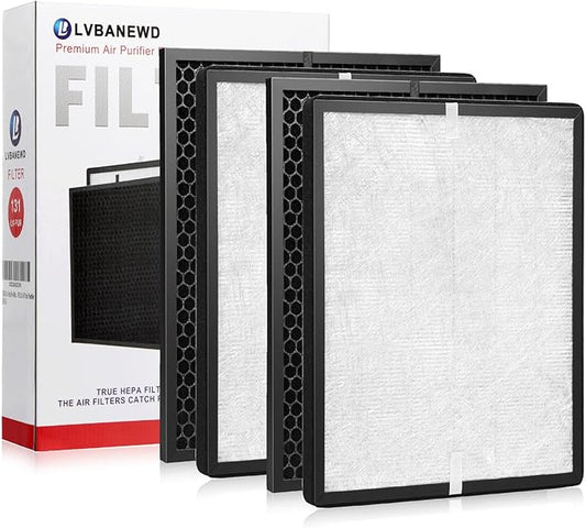2 Pack LV-PUR131 Replacement Filters Set Compatible with Levoit LV-PUR131, LV-PUR131S, LV-PUR131-RF, 2 H13 Filter & 2 Activated Carbon