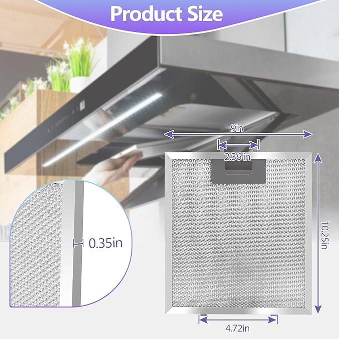 2 Pack-S97018029 Range Hood Filter Replacement, 5-Layer Aluminum Mesh Hood Vent Grease Filter for Broan B5 Series, Alternative 1932913, 9"x10.25" x0.35"(Aluminum)