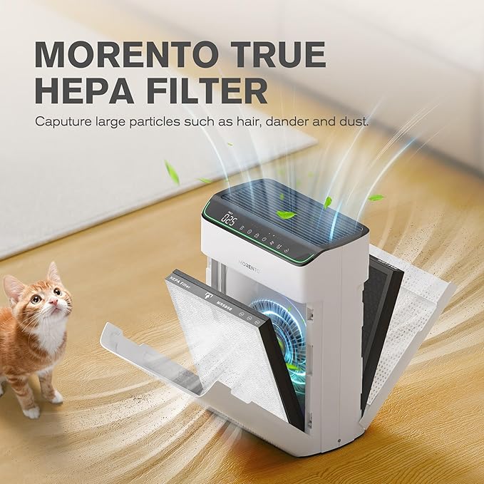 MORENTO Genuine Air Purifier Replacement Filter, True HEPA Filter Compatible with MR5866 for 99.97% Air Pollutants, Odor and Smoke, Enhanced Version Light Grey 2 Pack