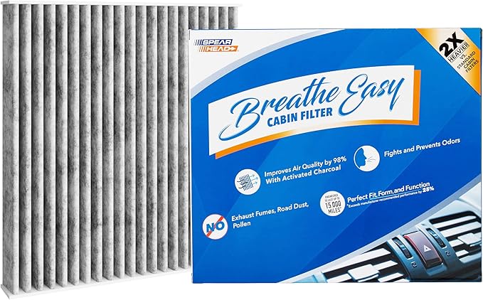 Spearhead Odor Defense Breathe Easy AC & Heater Cabin Filter | Fits 2001-05 GS300, 2001-05 GS430, 2001-06 LS430, 2002-10 SC430 Like OEM | Up to 25% Longer Lasting w/Activated Carbon (BE-562)