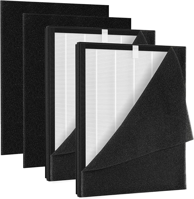 2 Pack KJ190L Filter Replacement Compatible with MOOKA KJ190L Air Purifier For Home Large Room 2000 Ft², 2 HEPA Filters and 4 Washable PreFilters Pet Air Purifier Filters for Bedroom
