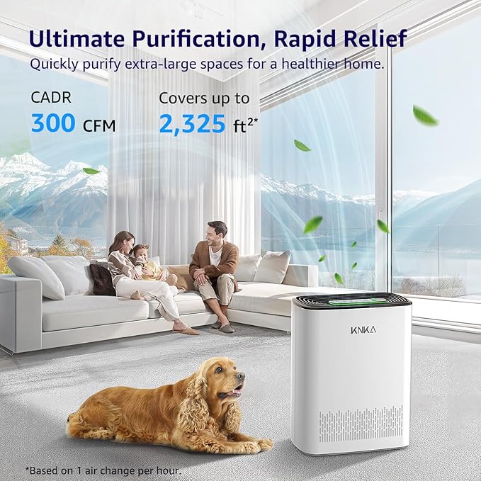 Air Purifiers for Home Large Room Bedroom Up to 2325 Ft², Washable Filters, Air Quality Monitor, Turbo Mode, Auto & Sleep Modes, HEPA Air Cleaner for Smoke, Dust, Pet Hair, Pollen (APH3000)
