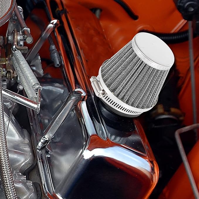 Motoforti 4pcs Universal 52mm Air Filter Cleaner Round Tapered Replacement for Motorcycle Black