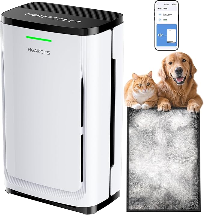Large Air Purifier for Cat Dog Hair, Pet Air Purifiers for Dorm Room Bedroom Home up to 3000 sq ft, Strong Adsorb Floating Hair, Anion Carbon HEPA 7-Stage Filter, Zero Ozone, Air Cleaner for Pet Odor