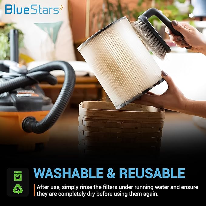 BlueStars Ultra-Durable Replacement DXVC6910 Vacuum Filter for 6 to 16-Gallon DeWalt Wet Dry Vacuum Cleaner DXV06P DXV09P DXV09PA DXV10P DXV10PL DXV10S DXV10SA DXV10SB DXV12P DXV14P - Pack of 2