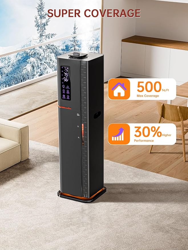 2.64Gal Humidifiers for Bedroom Large Room, Warm and Cool Mist up to 500ft², Top Fill Diffuser Ambient Light, 3 Mist Modes, 24H Timer, 35dB Quiet Humidifier for Home Office Plants