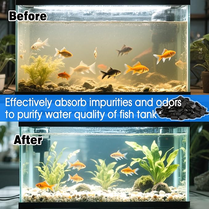 xcivi 6PCS Carbon Filter Media for Aquariums, Premium Activated Carbon, Aquarium Filter Media, Media Filter Bags Activated Carbon Charcoal Aquarium Fish Tank Canister Filter
