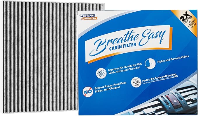 Spearhead Odor Defense Breathe Easy AC & Heater Cabin Filter | Fits 2017-24 Pacifica, 2020-24 Voyager Like OEM | Up to 25% Longer Lasting w/Activated Carbon (BE-283)