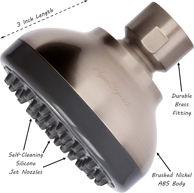 Pressure Boosting Shower Head - High Pressure Water Saver Showerhead Best For Low Flow Showers, 1.8 GPM - Brushed Nickel & California Certified