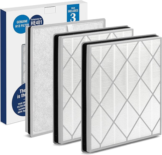 HE401 Filter Replacement for Shark Air Puri-fier 4 Filter Replacement, Compatible with Shark Air Puri-fier 4 HE400 HE401 HE402 HE405, 3-Pack H13 True HEPA with Advanced Odor Lock Filter