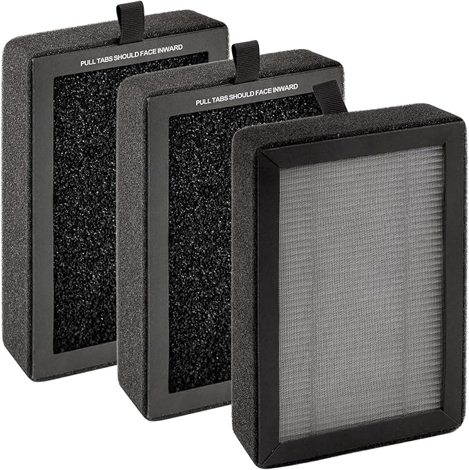 3 Pack LV-H128 Replacement Filter Compatible with LEVOIT LV-H128/ PUURVSAS (HM669A)/ ROVACS (RV60) Air Purifier, LV-H128 H13 True HEPA Filter, 3-in-1 Activated Carbon Filters, Replace #LV-H128-RF
