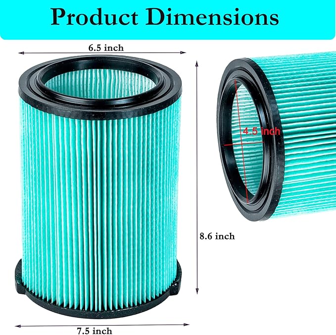 VF6000 5-Layer HEPA Replacement Filter for Ridgid Shop Vac 5-20 Gallon Wet/Dry Vacuums WD5500 WD0671 WD6425 WD7000 WD1280 WD1851 WD1680 WD1956 RV2400A 1400RV RV2600B, for Husky 6-9 Gallon Vacs