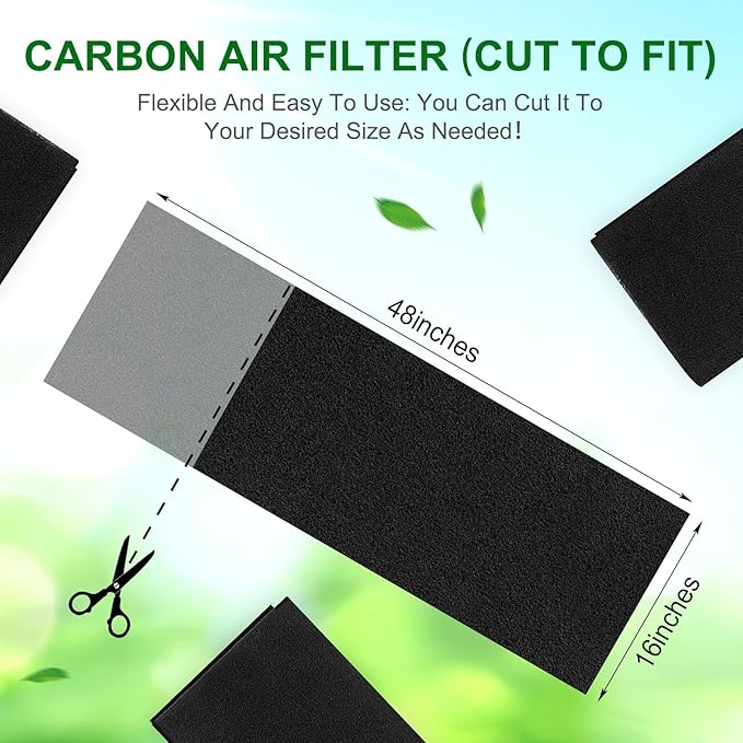 8 Pcs Activated Carbon Filter Cut-to-fit Carbon Filter Sheet for Air Charcoal Filters 16 x 48" Air Filters Replacement VOC Parts Accessories