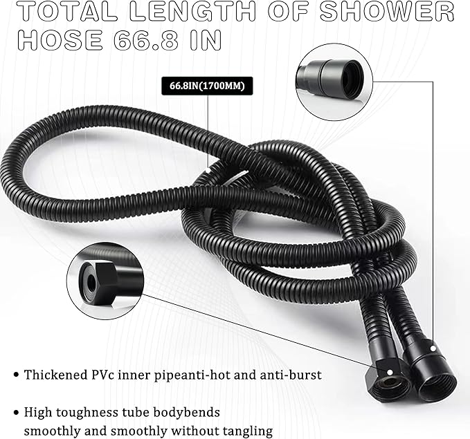 Matte Black Hand Shower with Slide Bar High Pressure Square Shower Head with Handheld Spray 29" Shower Slide Bar Adjustable Height