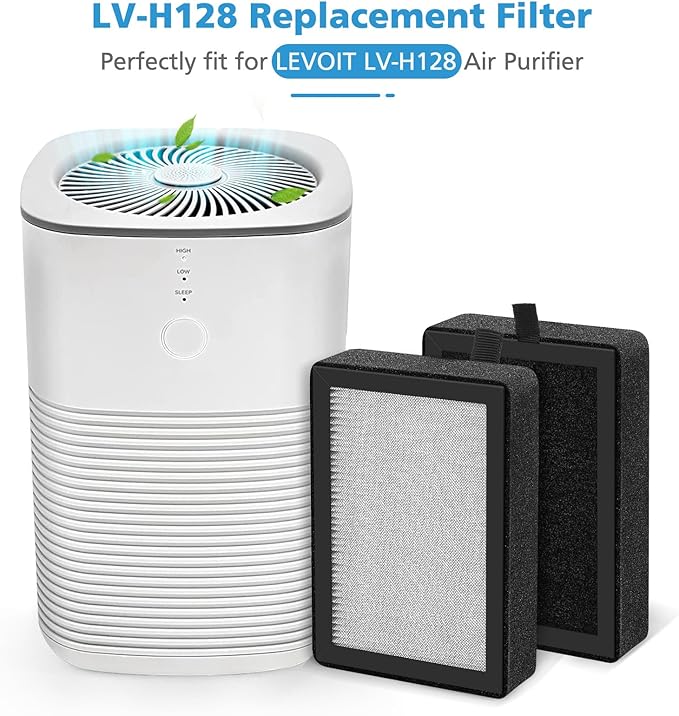 6 Pack LV-H128 Replacement Filter Compatible with LEVOIT LV-H128 / PUURVSAS (HM669A) / ROVACS (RV60) Air Purifier, 3-in-1 HEPA and Activated Carbon Filters, Replace Part #LV-H128-RF